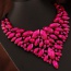 Luxury Plum Red Geometric Gemstone Decorated Hollow Out Collar Necklace