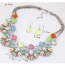 Bohemia Multi-color Diamond Decorated Fan Shape Short Chain Necklace