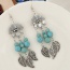 Vintage Green Hollow Out Leaf Pendant Decorated Fan Shape Earring