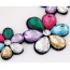 Elegant Multi-color Five Gemstone Flower Decorated Short Chain Necklace