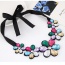Elegant Multi-color Five Gemstone Flower Decorated Short Chain Necklace