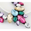 Trendy White Water Drop Shape Gemstone Decorated Short Chain Necklace