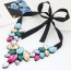 Trendy Multi-color Water Drop Shape Gemstone Decorated Short Chain Necklace