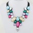 Trendy Multi-color Water Drop Shape Gemstone Decorated Short Chain Necklace