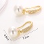 Elegant Gold Color Big Pearl Pendant Decorated Simple Earrings