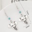Personality Silver Color+blue Bead& Elephant Shape Pendant Decorated Simple Earring