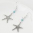 Fashion Silver Color+blue Bead& Starfish Shape Pendant Decorated Simple Earring