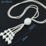 Trendy White Tassel& Round Shape Pendant Decorated Long Chain Simple Necklace