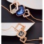 Fashion Sapphire Blue+rose Gold Bead Pendant Decorated Geometric Shape Design Necklace