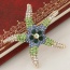 Elegant Green Diamond Decorated Starfish Design Simple Brooch