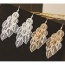 Fashion Gold Color Metal Leaf Decorated Pure Color Design Simple Earrings