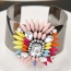 Exaggerated Multi-color Gometric Shape Gemstone Decorated Opening Bracelet