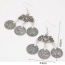 Vintage Anti-silver Color Coin Shape Pendant Decorated Tassel Earring