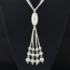 Fashion White Pearls Deocrated Tassel Design Double Layer Long Necklace