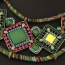 Trendy Multi-color Square Shape Gemstone Decorated Double Layer Collar Necklace