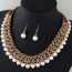 Fashion Coffee+white Pearls&diamond Decorated Multi-layer Jewelry Sets