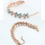 Fashion Rose Gold+blue Gemstone Shape Diamond Decorated Simple Bracelets