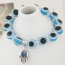 Personlity Light Blue Metal Palm Pendant Decorated Eyes Design Simple Bracelet