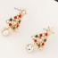 Personlity Multil-color Christmas Trees Shape Decorated Simple Earrings