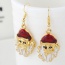 Cute Red+white Santa Claus Shape Pendant Decorated Simple Earring