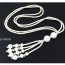 Fashion White Pearl Tassel Pendant Decorated Multilayer Necklace
