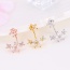 Sweet Gold Color Diamond Clover Shape Decorated Simple Earring