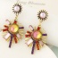 Sweet Multi-color Sunflower Shape Diamond Pendant Decorated Simple Earring