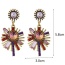 Sweet Multi-color Sunflower Shape Diamond Pendant Decorated Simple Earring