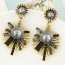 Sweet Black Sunflower Shape Diamond Pendant Decorated Simple Earring