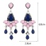 Sweet Dark Blue+pink Gemstone Tassel Pendant Decorated Waterdrop Earring