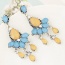 Sweet Yellow+blue Gemstone Tassel Pendant Decorated Waterdrop Earring