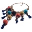 Vintage Multi-color Fuzzy Ball &tassel Decorated Short Chain Necklace