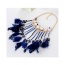 Exaggerate Navy Blue Feather Pendant Tassel Short Chain Necklace