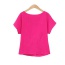 Sweet Blue Pure Color Bowknot Shape Decorated Short Sleeve T-shirt