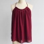 Sweet Claret-red Pure Color Decorated Off-the-shouler Sleeveless Loose Tops