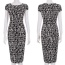 Fashion Black Letter Pattern Decorated Short Sleeve O Shape Neckline Tight Dress