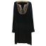 Fashion Black Embroidery Pattern Decorated Long Sleeve Loose Dress