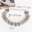 Vintage Silver Color Flower Pattern Decorated Oval Shape Matching Collar Necklace