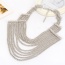 Exaggerated Silver Color Multilayer Tassel Decorated Collar Necklace