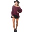 Casual Claret-red Pure Color Decorated Long Sleeve Loose Irregular Skirt