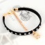 Elegant Black Flower Shape Pendant Decorated Simple Bracelet