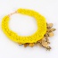 Fashion Yellow Water Drop Shape Diamond Decorated Hand-woven Collar Necklace