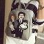 Cute Gray Family Pattern Decorated Pure Color Backpack