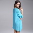 Casual Green Embroidery Flower Decorated Three Quarter Sleeve V Neckline Dress