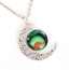 Fashion Green Pk Go Moon Shape Pendant Decorated Long Chain Necklace