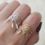 Fashion Silver Color Metal Leaf Pendant Decorated Hollow Out Opening Ring