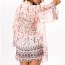Fashion pink Ox-head Pattern Decorated Batwing Sleeve Simple Bikini Cover Up Smock