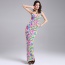Sexy Multicolor Flower Pattern Decorated Strapless Sleeveless Long Strap Dress