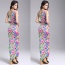 Sexy Multicolor Flower Pattern Decorated Strapless Sleeveless Long Strap Dress