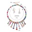 Elegant White Round Shape Decorated Tassel Short Chain Jewelry Sets